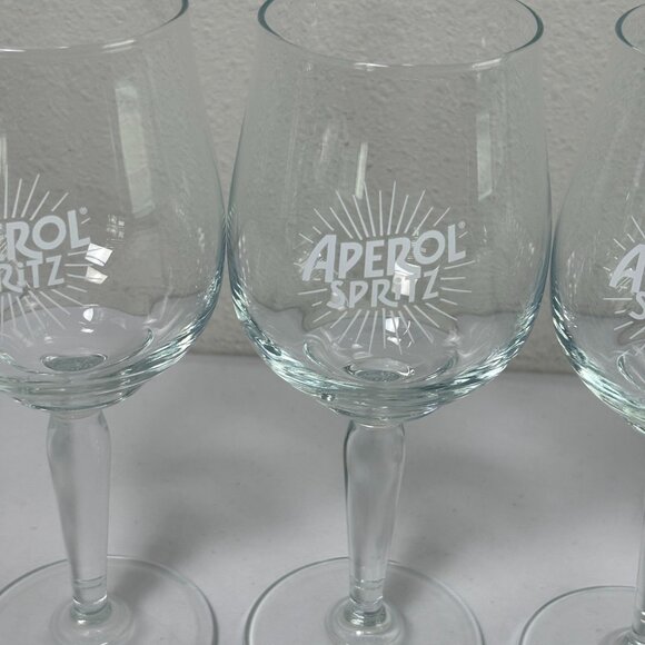 Aperol Spritz Wine Cocktail Glass Stemmed Pedestal Set of 4 Glasses - Picture 2 of 7